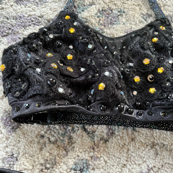 Custom Black Rhinestone Three Piece Dance Costume - Picture 9 of 9